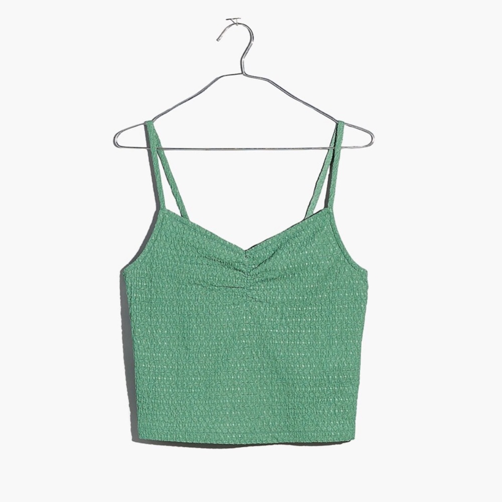 Madewell Crinkled Ruched-Front Cami Tank Trellis Green Size XL